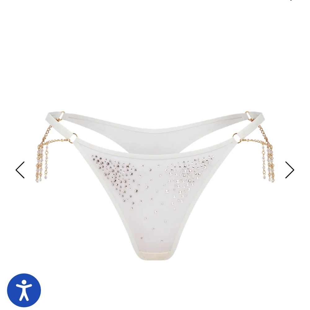 Agent Provocateur Solar Swarovski Crystal Thong White/Sand Size L/5 Brand NWT